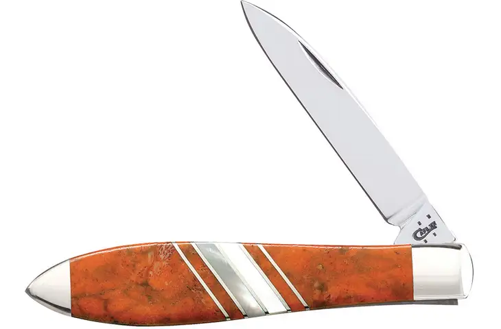 Case Tear Drop Exotic Orange Coral Folding Knife
